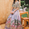 Pakistani Lavender Sage Embellished Net Organza Lehenga (2-Piece) - Image 3