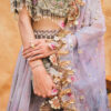 Pakistani Lavender Sage Embellished Net Organza Lehenga (2-Piece) - Image 4
