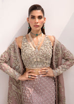 Lilac Embroidered Organza Net & Raw Silk Lehenga (3-Piece) - Image 6