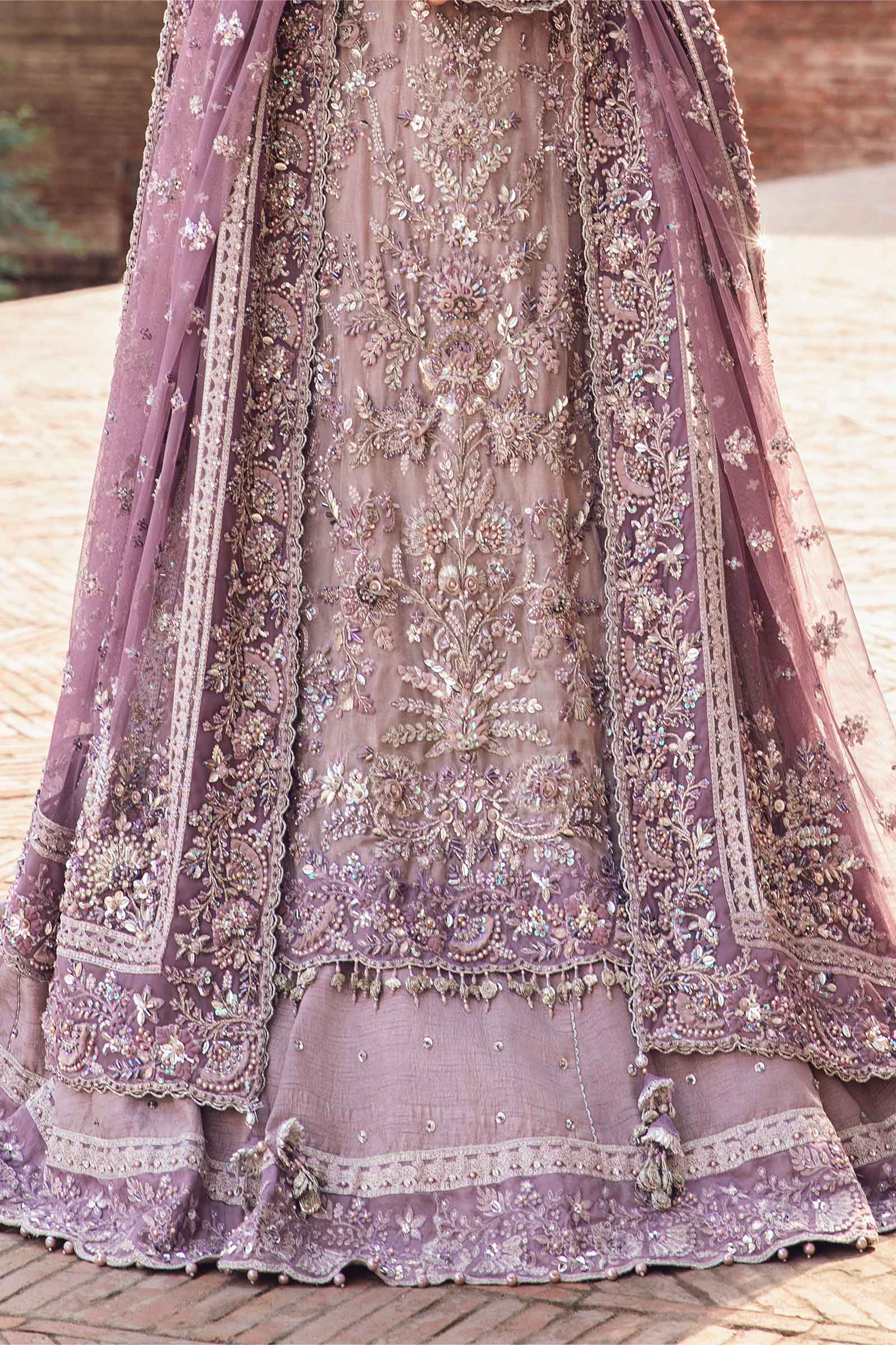 Lilac Hand-Embellished Organza Lehenga (3-Piece) - Image 3
