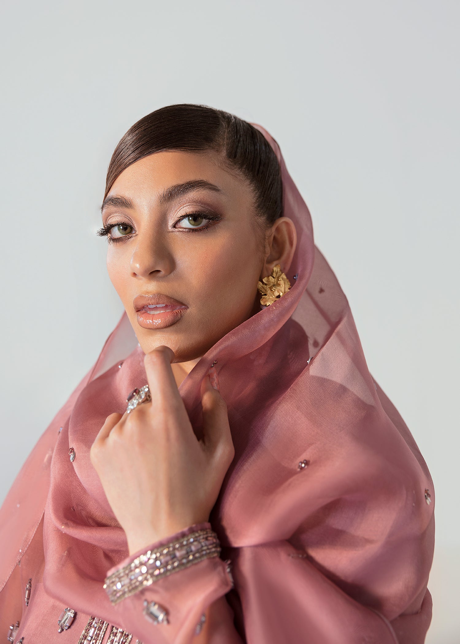 Lilac Embellished Organza Jacket Lehenga (3-Piece) - Image 5