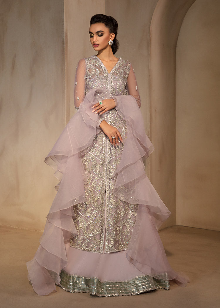 Lilac Embroidered Organza & Raw Silk Lehenga (3-Piece) - Image 1