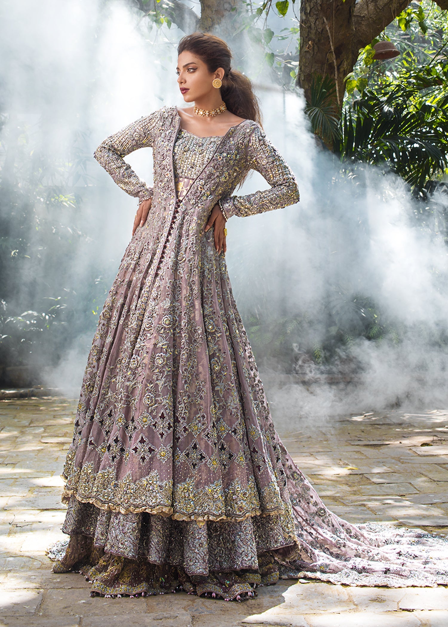 Lavender Embellished Organza Bridal Gown (3-Piece) - Image 1