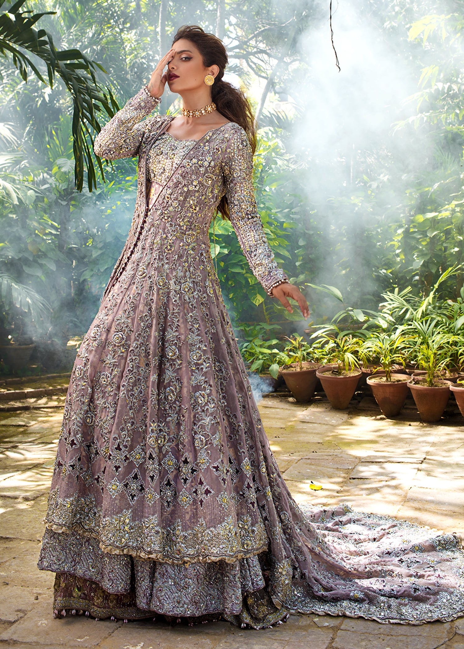 Lavender Embellished Organza Bridal Gown (3-Piece) - Image 2