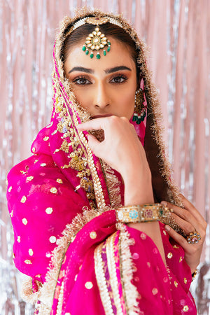 Plum Gota Mukesh Raw Silk Bridal Lehenga (3-Piece) - Image 10