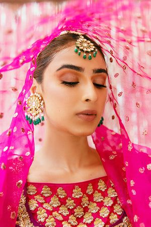 Plum Gota Mukesh Raw Silk Bridal Lehenga (3-Piece) - Image 11