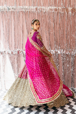 Plum Gota Mukesh Raw Silk Bridal Lehenga (3-Piece) - Image 8