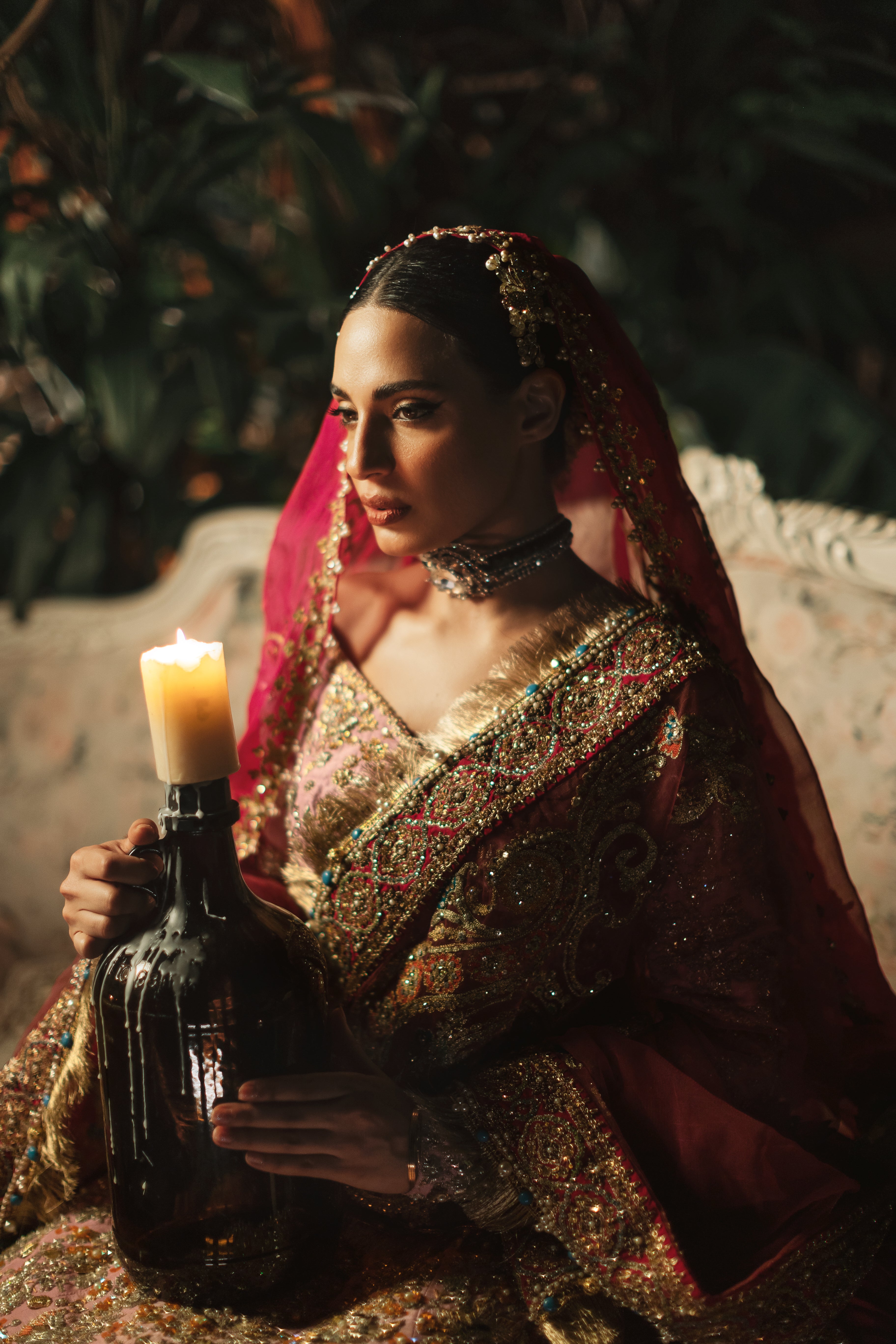 Pakistani Lilac Embellished Raw Silk Lehenga Choli (3-Piece) - Image 5