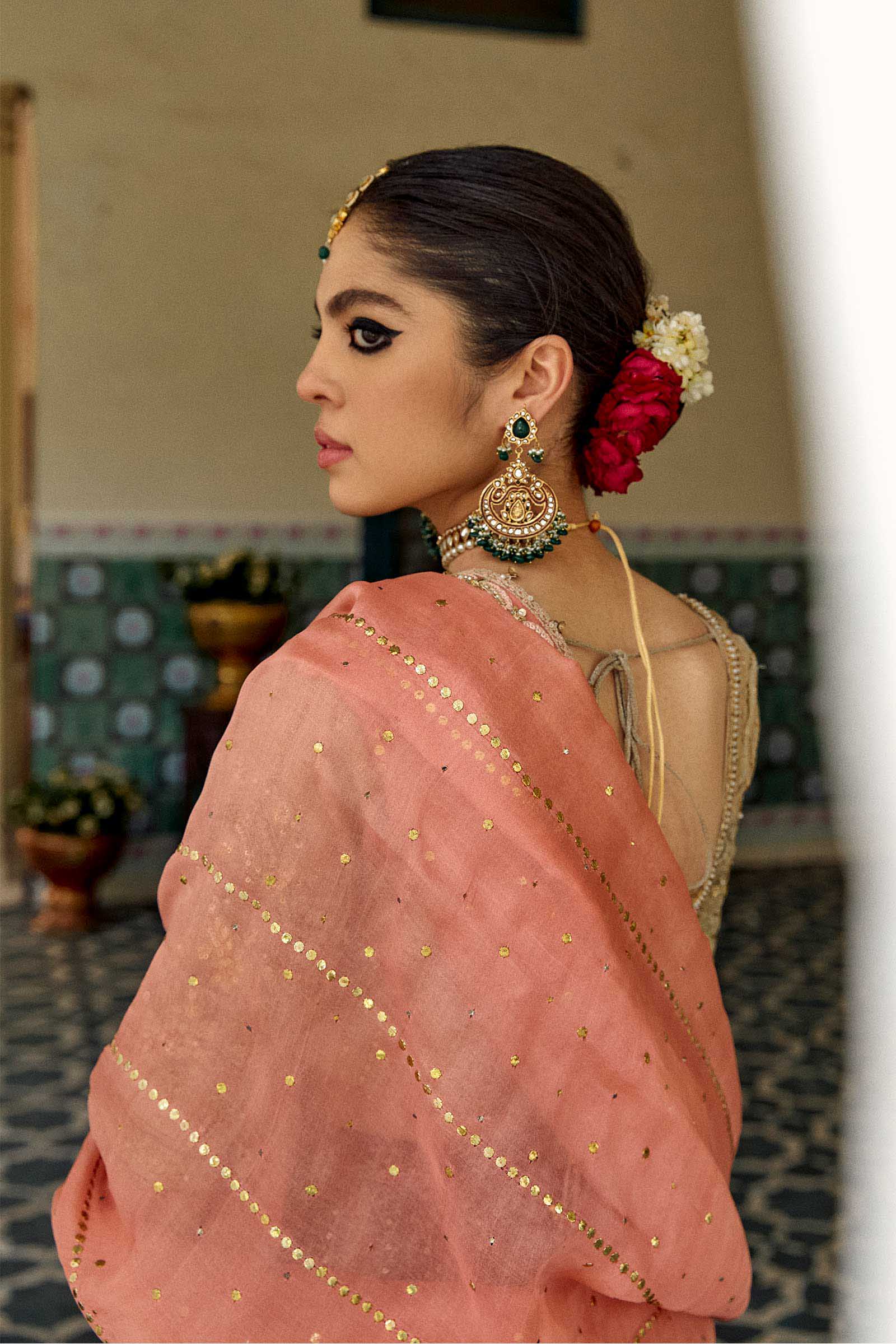 Pakistani Purple Zardozi Raw Silk Lehenga Set (3-Piece) - Image 4