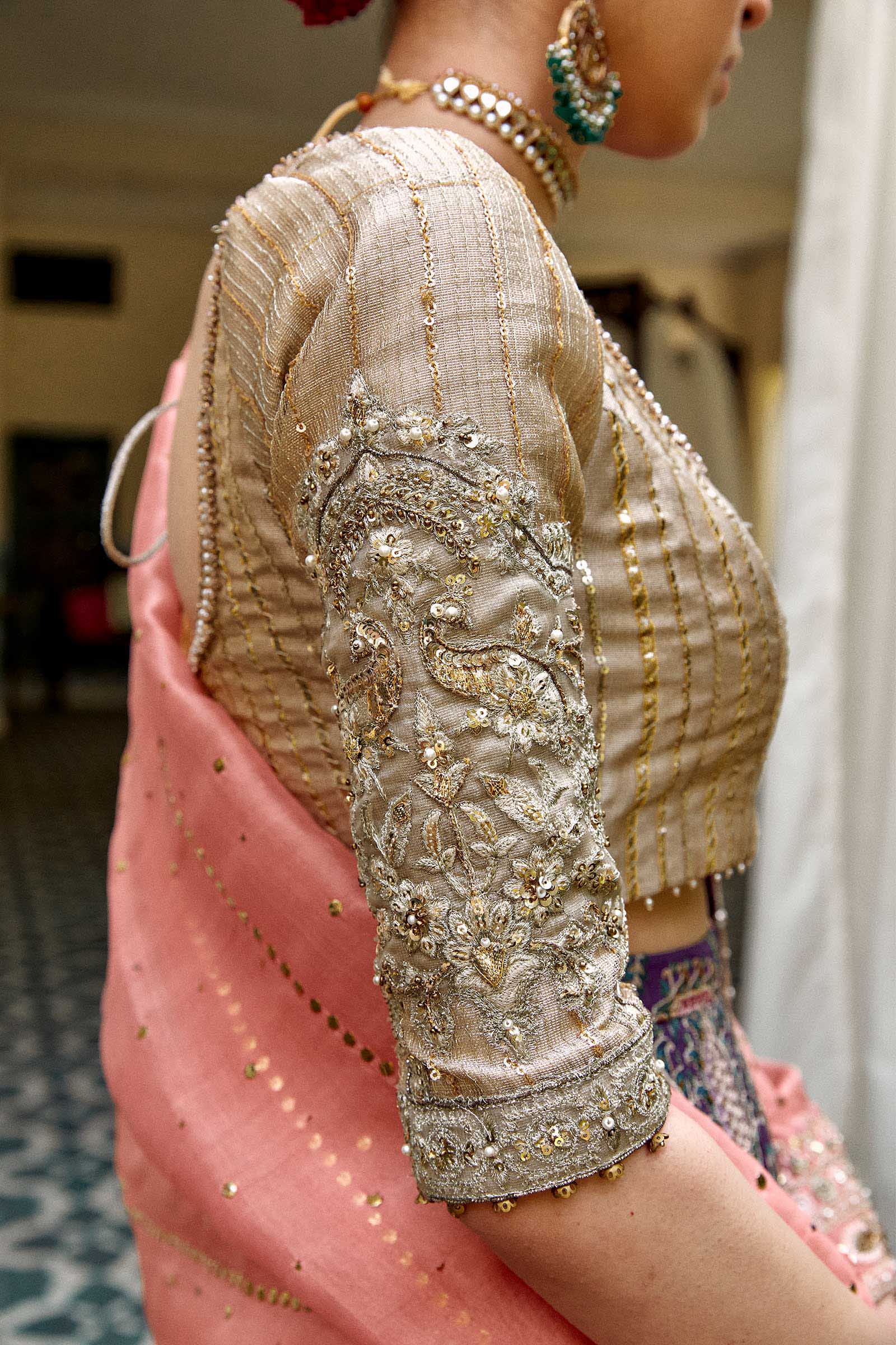 Pakistani Purple Zardozi Raw Silk Lehenga Set (3-Piece) - Image 8