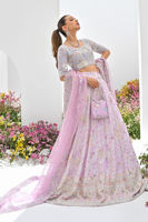 Pakistani Lilac Jeweled Motif Silk-Blend Lehenga Choli (3-Piece) - Image 4
