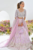 Pakistani Lilac Jeweled Motif Silk-Blend Lehenga Choli (3-Piece) - Image 7