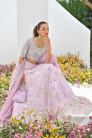 Pakistani Lilac Jeweled Motif Silk-Blend Lehenga Choli (3-Piece) - Image 8