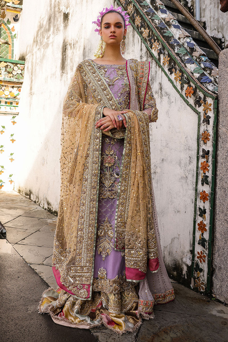 Lavender Mint Embroidered Silk-Blend Bridal Lehenga (3-Piece) - Image 1