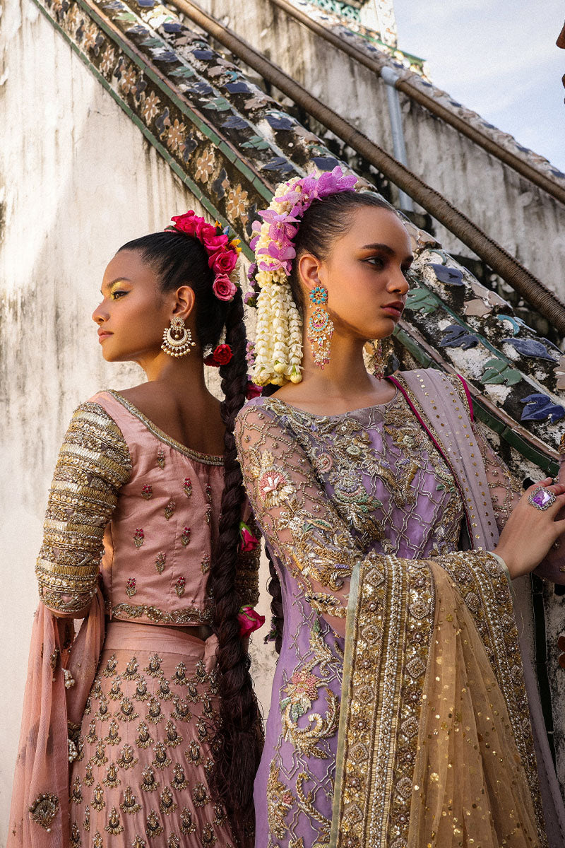 Lavender Mint Embroidered Silk-Blend Bridal Lehenga (3-Piece) - Image 11