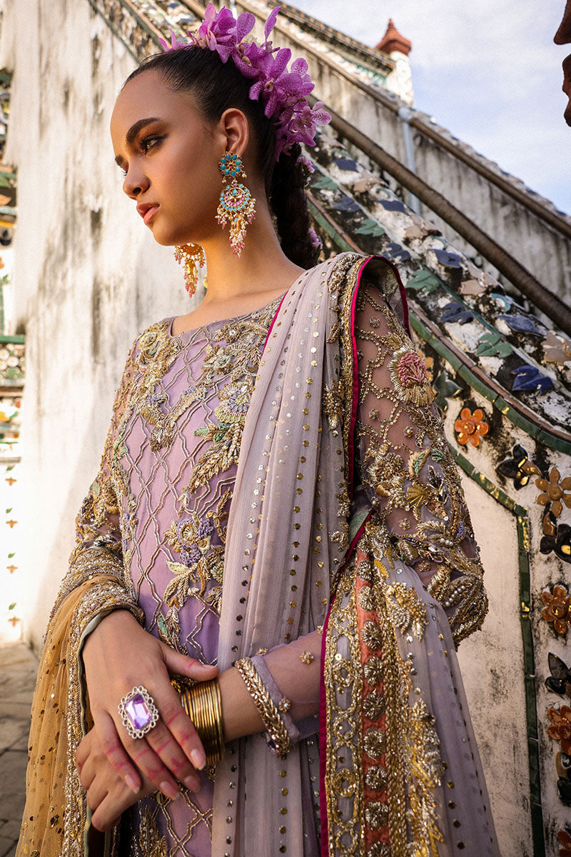 Lavender Mint Embroidered Silk-Blend Bridal Lehenga (3-Piece) - Image 3