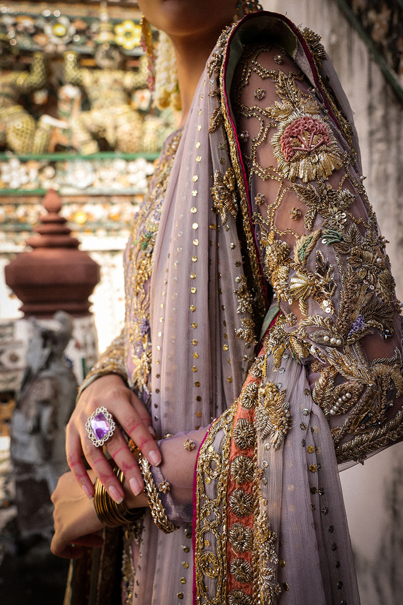 Lavender Mint Embroidered Silk-Blend Bridal Lehenga (3-Piece) - Image 6