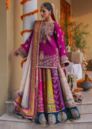 Pakistani Plum Embroidered Silk Lehenga Set (3-Piece) - Image 10
