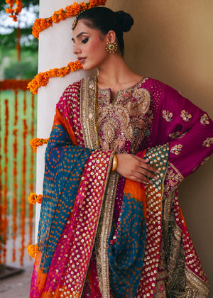 Pakistani Plum Embroidered Silk Lehenga Set (3-Piece) - Image 3