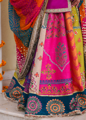 Pakistani Plum Embroidered Silk Lehenga Set (3-Piece) - Image 5