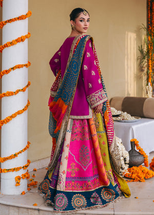 Pakistani Plum Embroidered Silk Lehenga Set (3-Piece) - Image 7