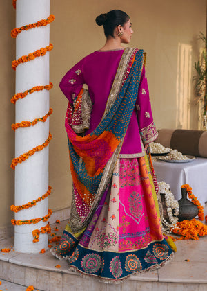 Pakistani Plum Embroidered Silk Lehenga Set (3-Piece) - Image 8