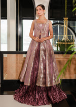 Pakistani Lilac Pearl & Zardozi Tissue Peshwas Lehenga (3-Piece) - Image 2