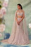 Lilac Embroidered Tulle Fish Cut Lehenga (3-Piece) - Image 4