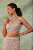 Lilac Embroidered Tulle Fish Cut Lehenga (3-Piece) - Image 6