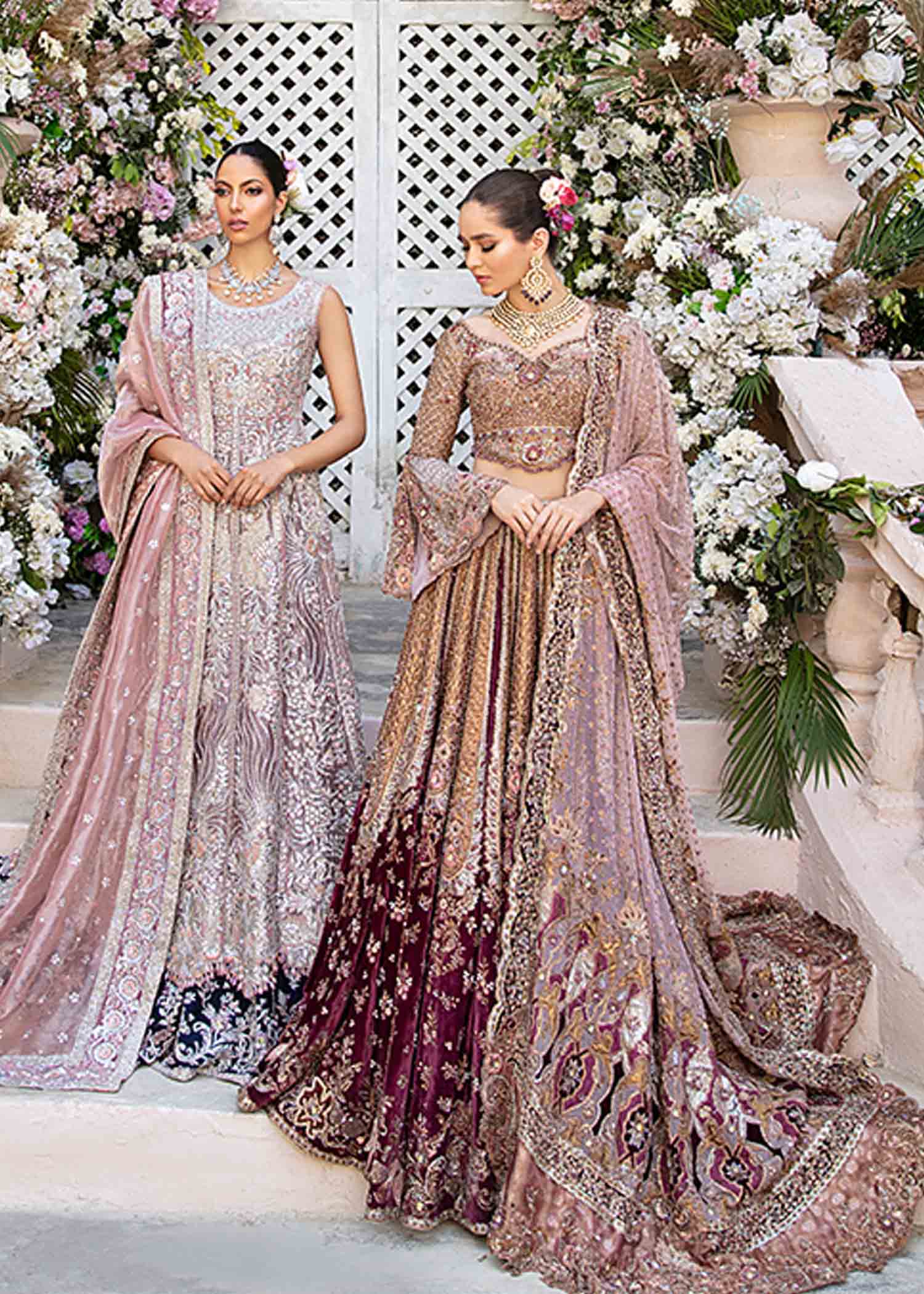 Plum Rose Gold Embellished Velvet Lehenga Choli (3-Piece) - Image 6