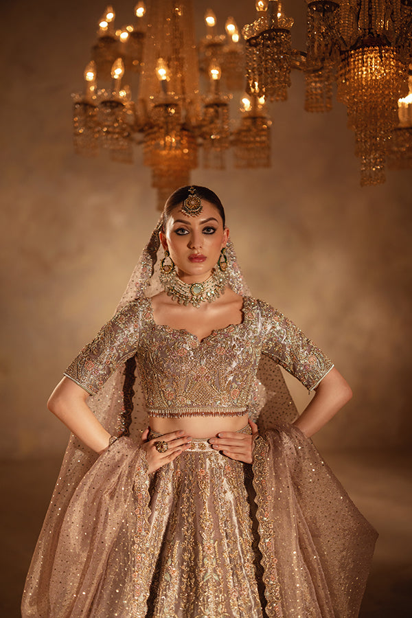 Lilac Embroidered Zari Net Lehenga (3-Piece) - Image 2