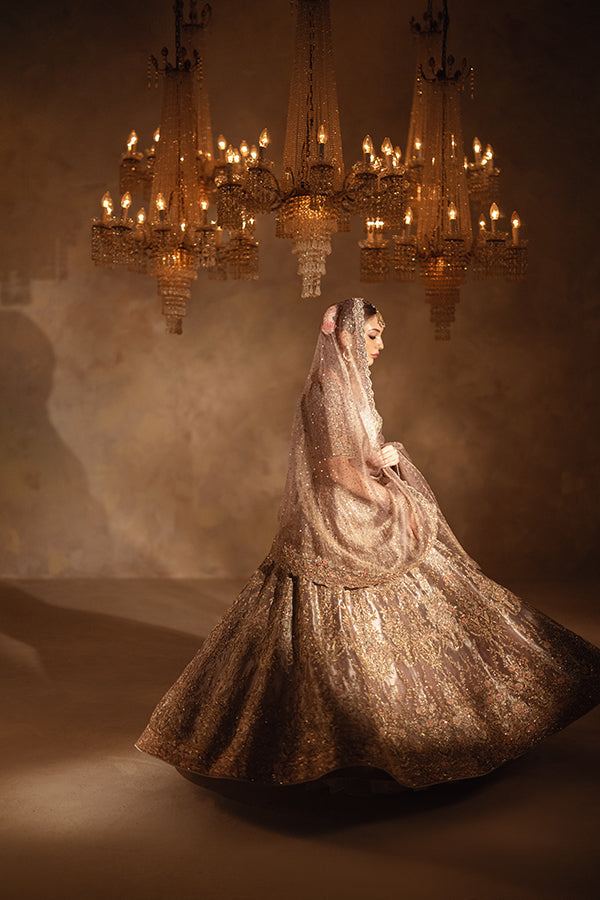 Lilac Embroidered Zari Net Lehenga (3-Piece) - Image 6