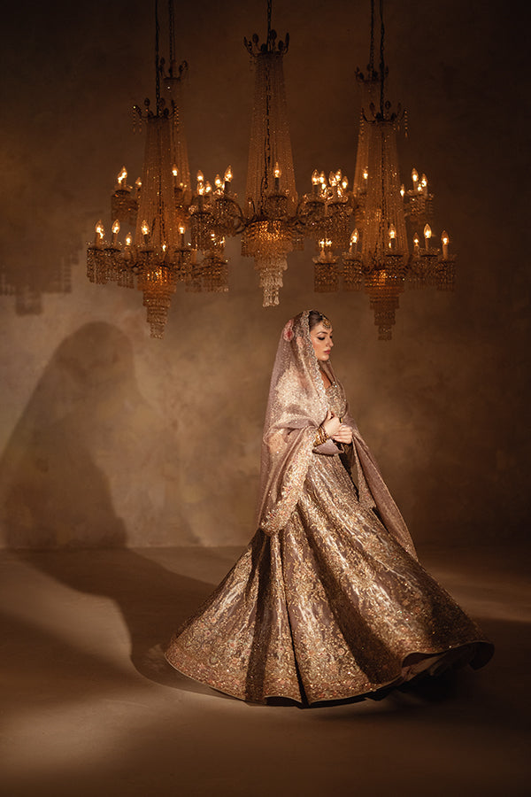 Lilac Embroidered Zari Net Lehenga (3-Piece) - Image 7