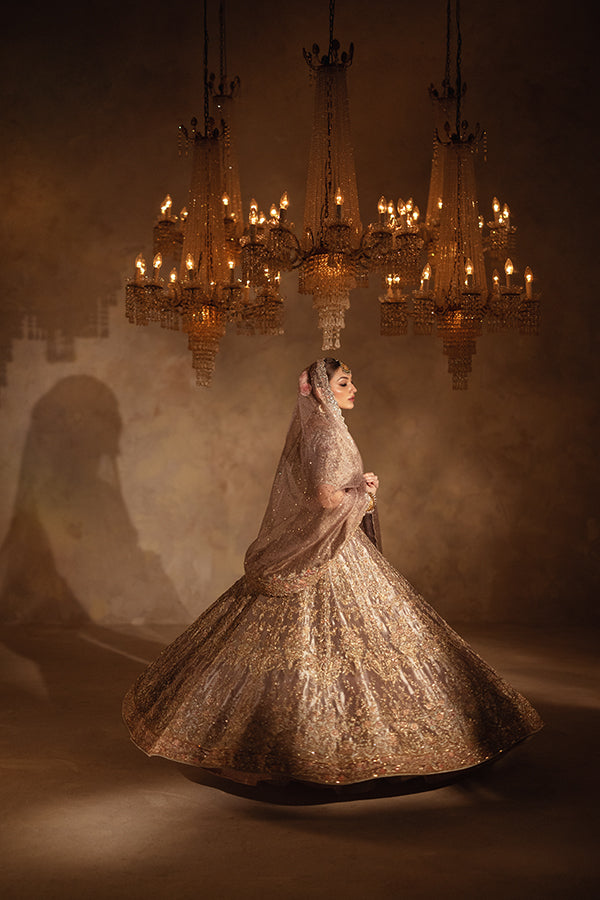 Lilac Embroidered Zari Net Lehenga (3-Piece) - Image 8