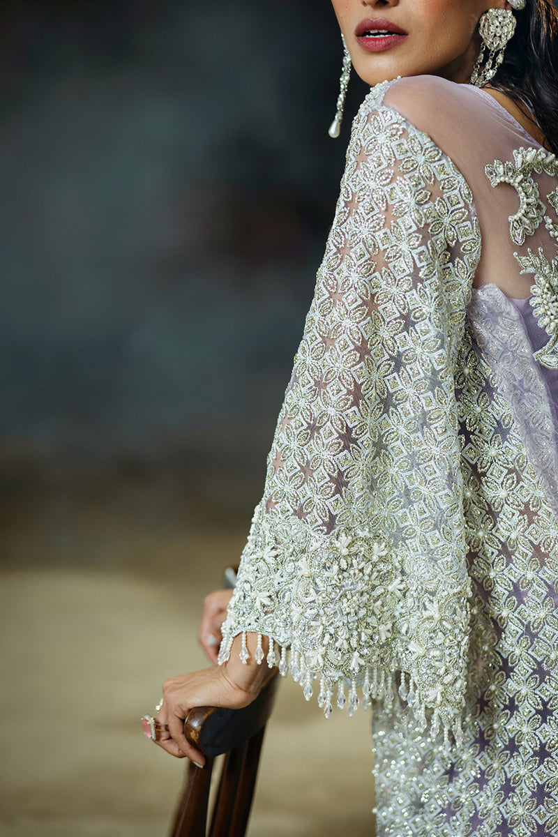 Purple Embroidered Net Maxi Dress (3-Piece) - Image 11