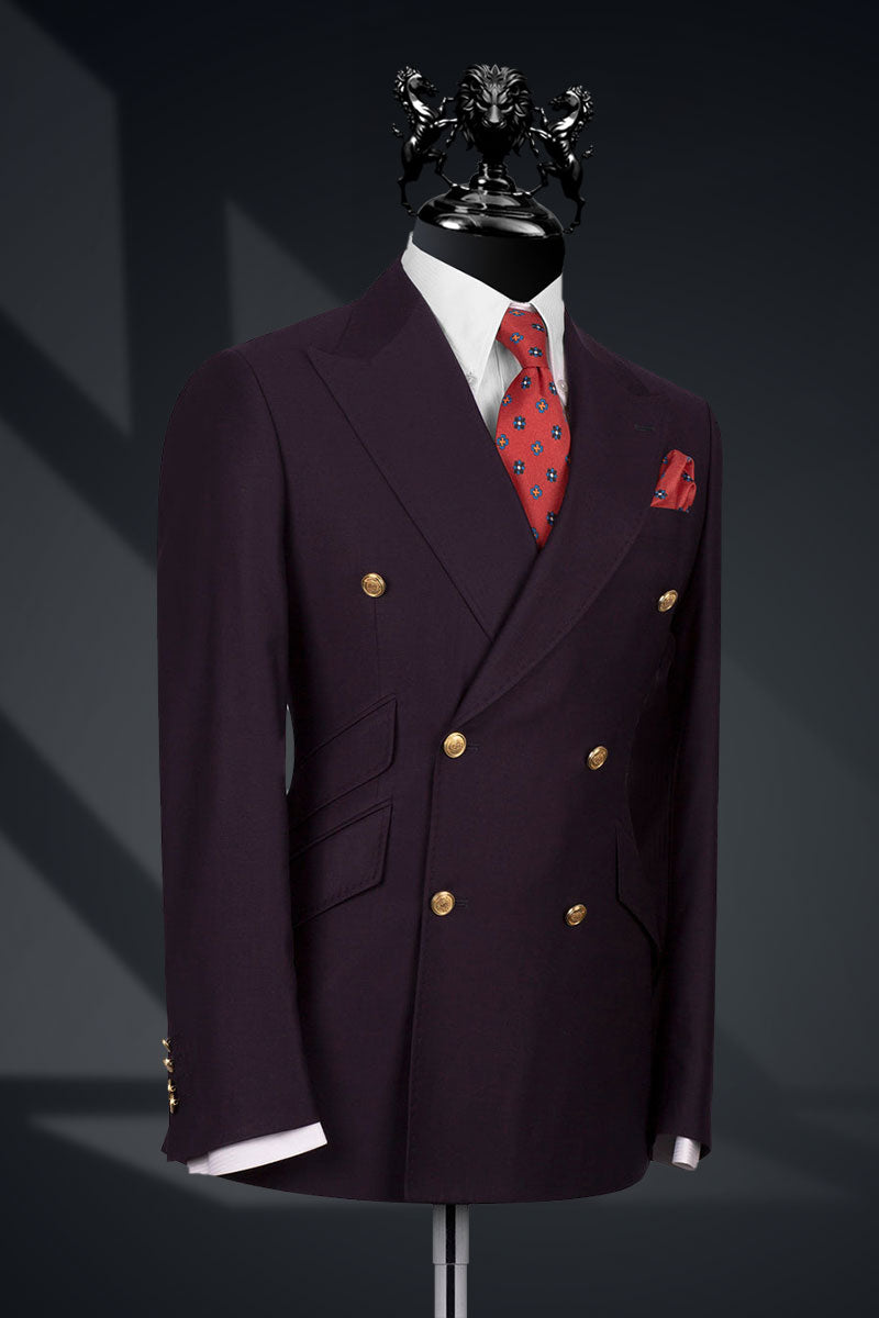 Dark Purple Italian Fabric Double-Breasted Suit (2-Piece) - Image 2