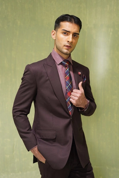 Deep Purple Hand-Stitched Terry Rayon Suit (2-Piece) - Image 2