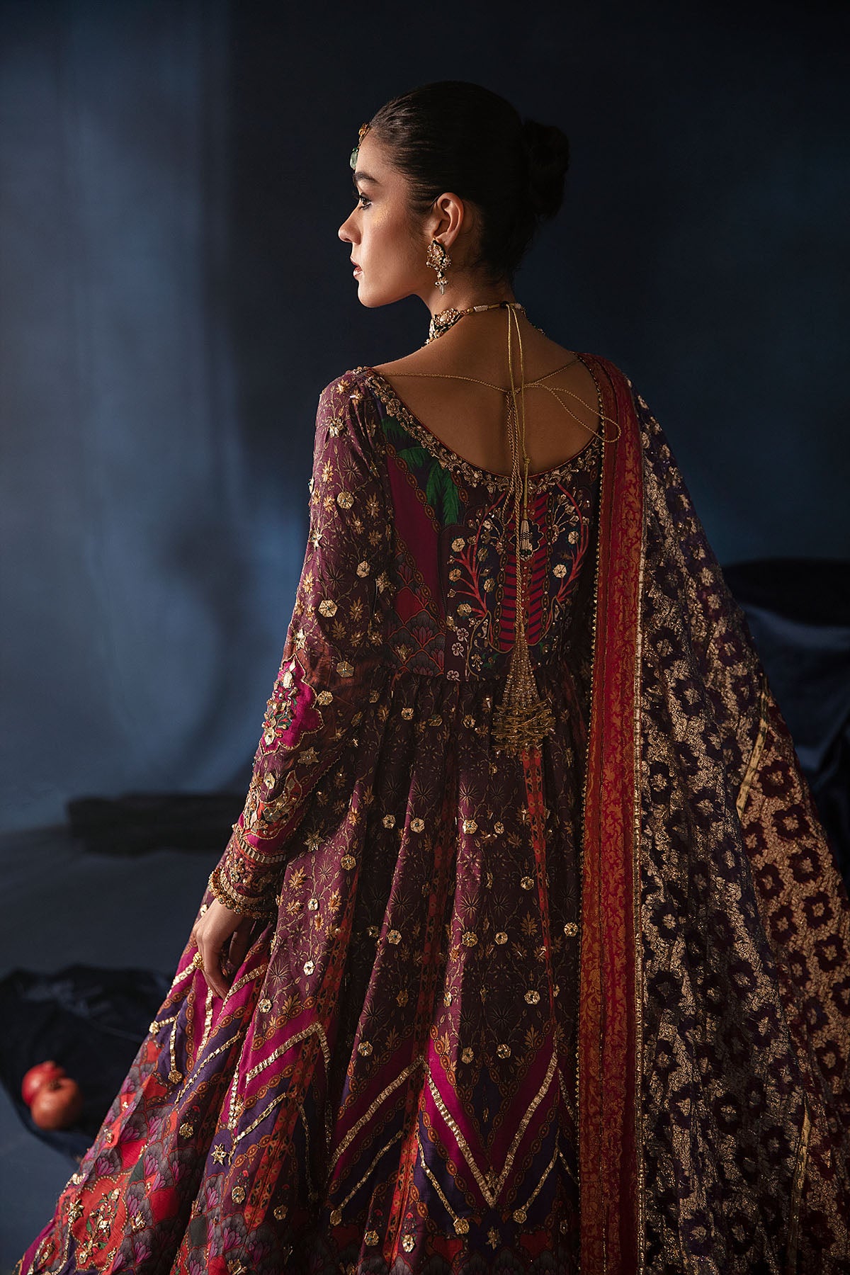 Pakistani Purple Zardozi Blended Silk Pishwas (2-Piece) - Image 4