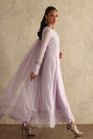 Lavender Embroidered Chiffon Pishwas (3-Piece) - Image 2