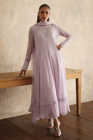 Lavender Embroidered Chiffon Pishwas (3-Piece) - Image 6