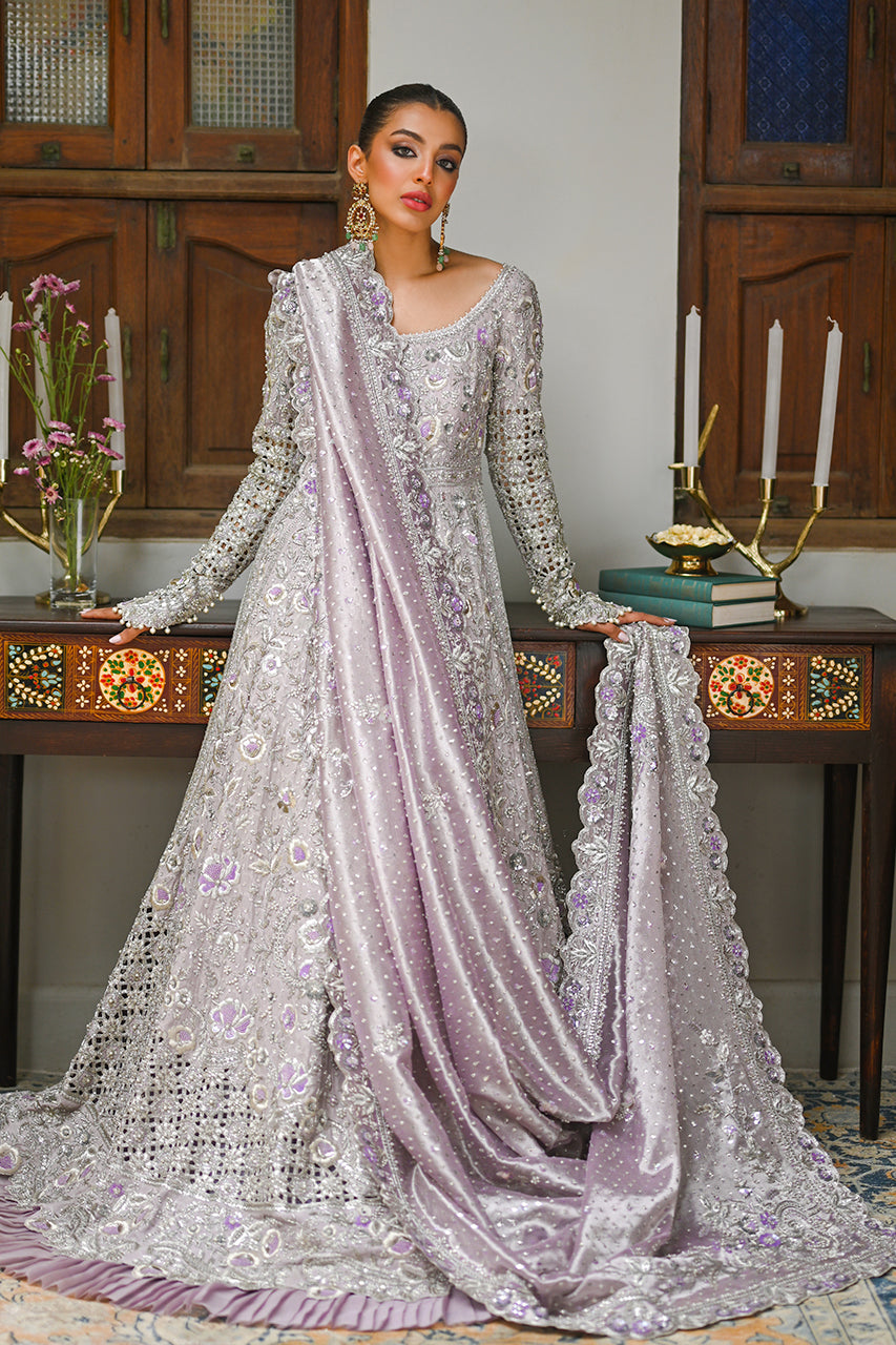 Pakistani Lilac Zardozi Cotton Net Pishwas (2-Piece) - Image 1