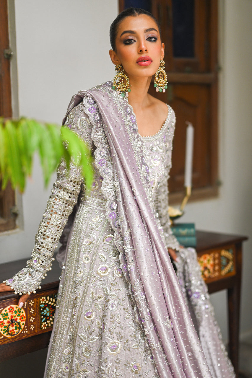 Pakistani Lilac Zardozi Cotton Net Pishwas (2-Piece) - Image 3