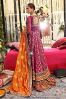 Pakistani Purple Embroidered Jamawar Pishwas Dress (3-Piece) - Image 5