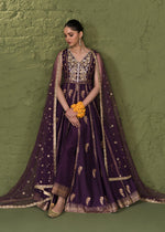 Pakistani Purple Hand-Embellished Korean Rawsilk Pishwas (3-Piece) - Image 5