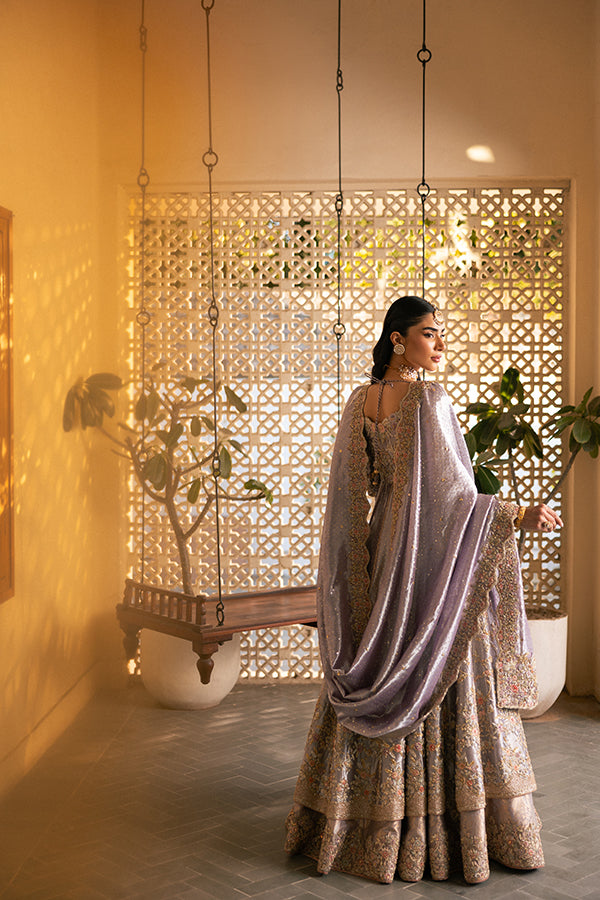 Indian Lilac Zardozi Lamé Pishwas Dress (3-Piece) - Image 6