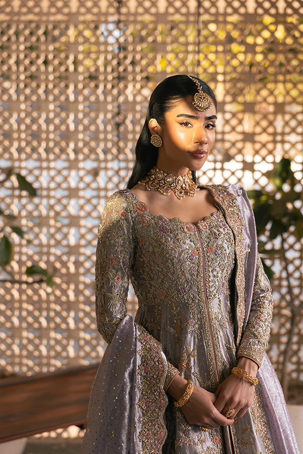 Indian Lilac Zardozi Lamé Pishwas Dress (3-Piece) - Image 9