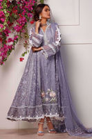 Pakistani Orchid Purple Embroidered Organza Pishwas (3-Piece) - Image 3