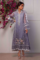 Pakistani Orchid Purple Embroidered Organza Pishwas (3-Piece) - Image 5
