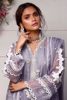 Pakistani Orchid Purple Embroidered Organza Pishwas (3-Piece) - Image 8