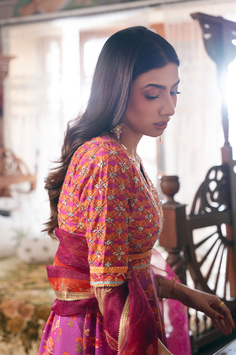 Pakistani Purple Hand-Embellished Pure Raw Silk Pishwas (2-Piece) - Image 4